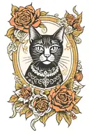 black cat  basic line   tattoo design idea