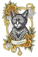 black cat  basic line   tattoo design idea