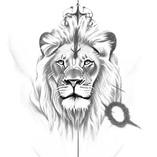 Jesus Christ with lion tattoo design idea