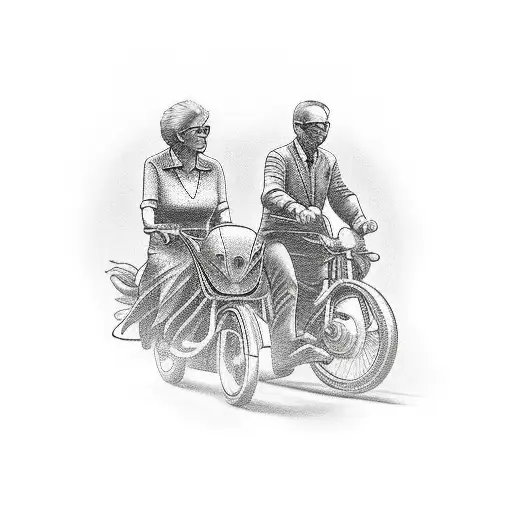 grandparents riding in a car tattoo design idea
