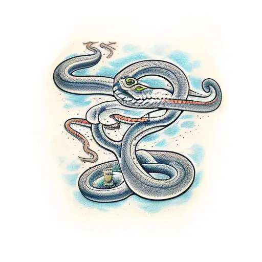 Snakes around collarbones  tattoo design idea