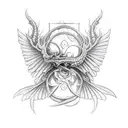 arm Dragon with wings and sword and a Rose tattoo design idea