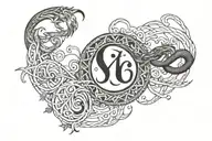 infinity symbol with saggitarius and capricorn zodiac sign tattoo design idea