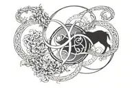 infinity symbol with saggitarius and capricorn zodiac sign tattoo design idea