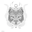 A panther with tribal patterns inspired by African art, incorporating symbols of black history tattoo design idea