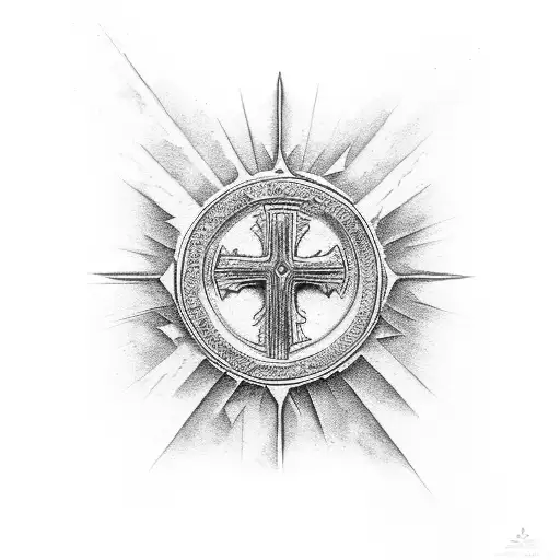 Christian cross with spartan  tattoo design idea