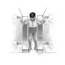 man falling through glass  tattoo design idea