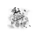 man falling through glass  tattoo design idea