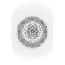 A minimalistic sketch of a person meditating in solitude with persian writing saying Alone tattoo design idea