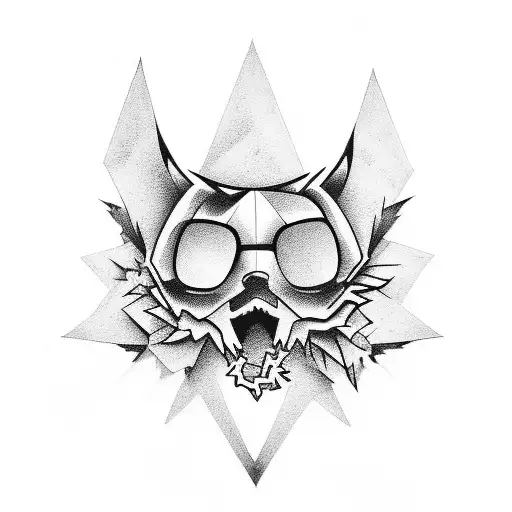 A fusion of traditional American tattoo motifs with snowboarding elements in fine line black and grey tattoo design idea