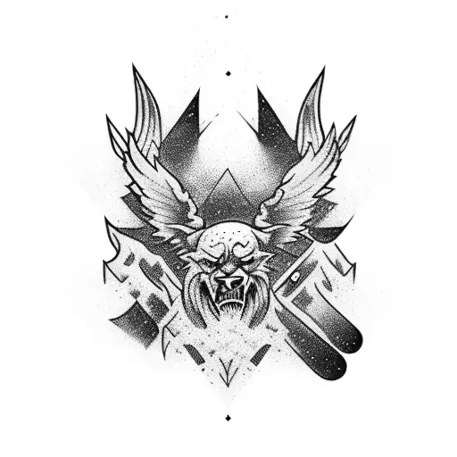 A fusion of traditional American tattoo motifs with snowboarding elements in a blackwork style tattoo design idea