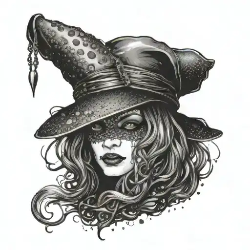 witch blood tears blindfolded tattoo design idea