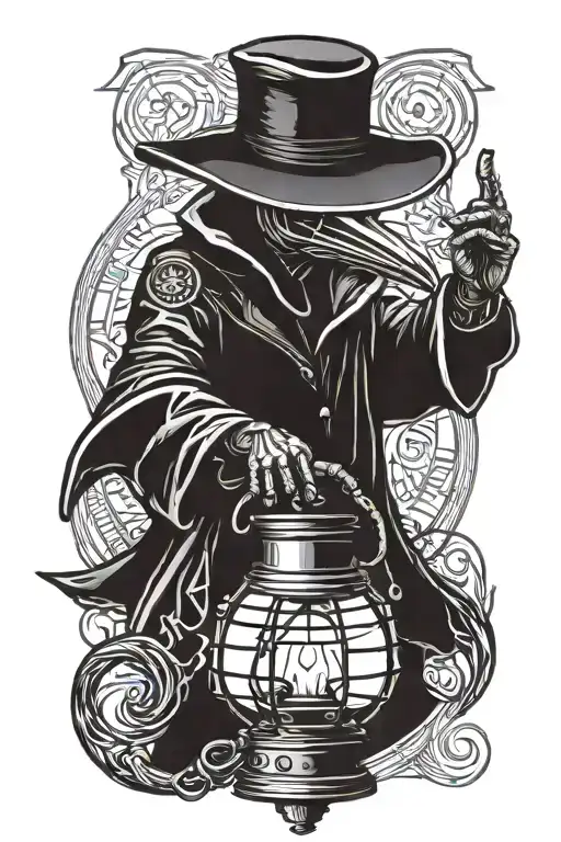 plague doctor holding a lantern tattoo design idea