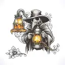 plague doctor holding a lantern tattoo design idea