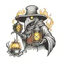 plague doctor holding a lantern tattoo design idea