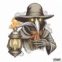 plague doctor holding a lantern tattoo design idea