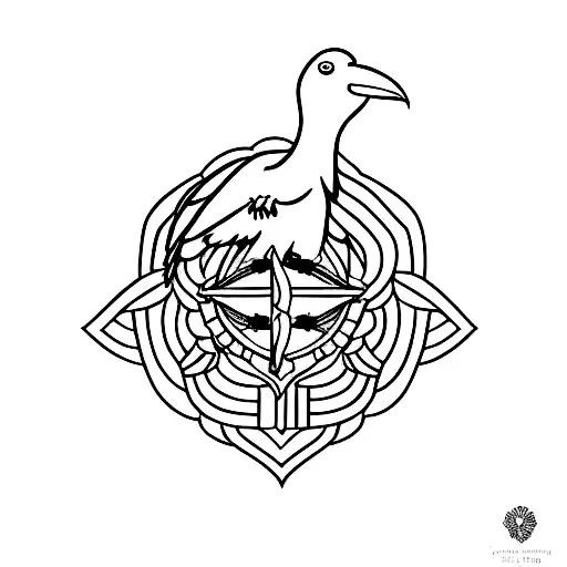 A simple yet meaningful minimalist tattoo featuring a raven holding a staff, symbolizing your dedication as a caregiver and your affinity for the elderly. tattoo design idea