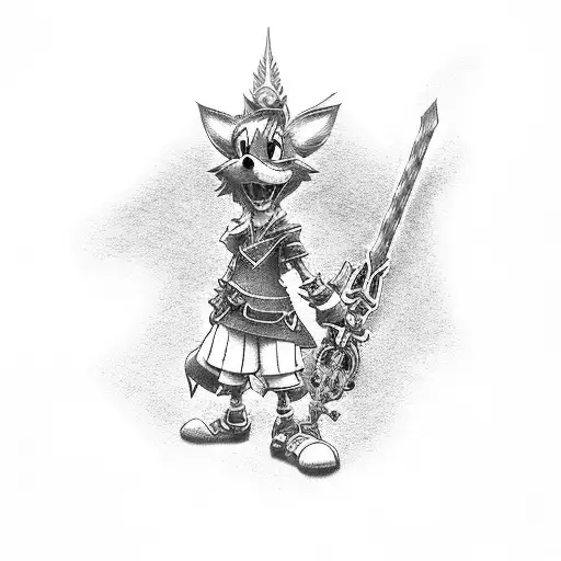 sora with keyblade from kingdom hearts tattoo design idea