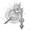 sora with keyblade from kingdom hearts tattoo design idea