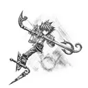 sora with keyblade from kingdom hearts tattoo design idea