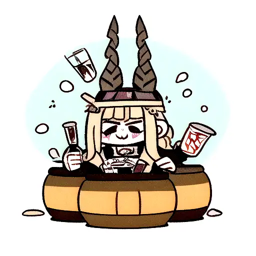 A fierce Viking head with horned helmet, surrounded by alcohol-themed elements like droplets of liquid and barrels. The  tattoo design idea