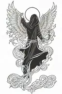 hooded angel lightning tattoo design idea