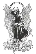 hooded angel lightning tattoo design idea