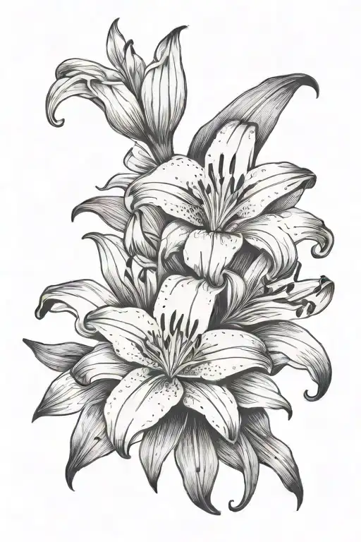 lily black out background framed tattoo design idea