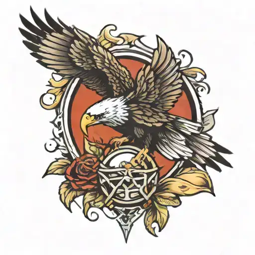 skin tear with army Eagle fall tattoo design idea