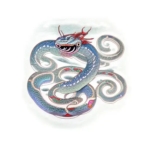 serpent with eyelashes tattoo design idea