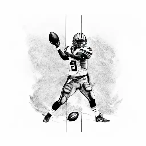 A sketch-style tattoo of a football player in action, surrounded by stadium lights tattoo design idea