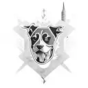 A fierce American football player tackling a dog tattoo design idea