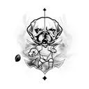 A fierce American football player tackling a dog tattoo design idea