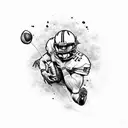 A fierce American football player tackling a dog tattoo design idea