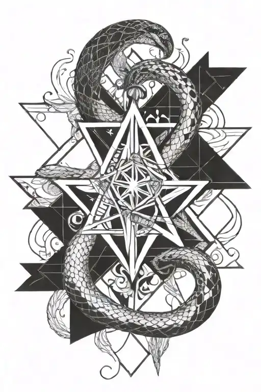 snake and virgo star sign tattoo design idea
