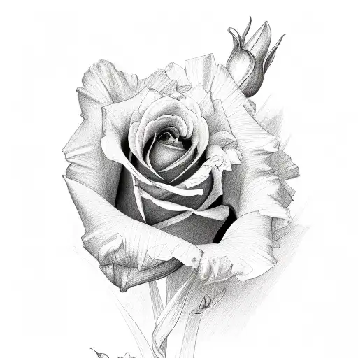 Rose, Gladiolus, Violet, Daffodil tattoo design idea