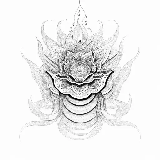 Cobra emerging from a lotus flower tattoo design idea