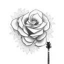guitar, man playing, flowers instead strings tattoo design idea