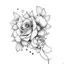 guitar, man playing, flowers instead strings tattoo design idea
