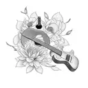 guitar, man playing, flowers instead strings tattoo design idea