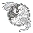 pisces yin yang with sun and moon tattoo design idea