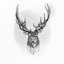red deer, in a forest tattoo design idea