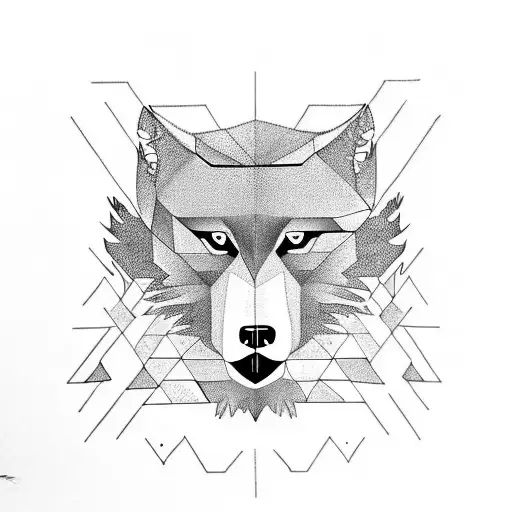 Monkey puzzle tree and wolf  tattoo design idea