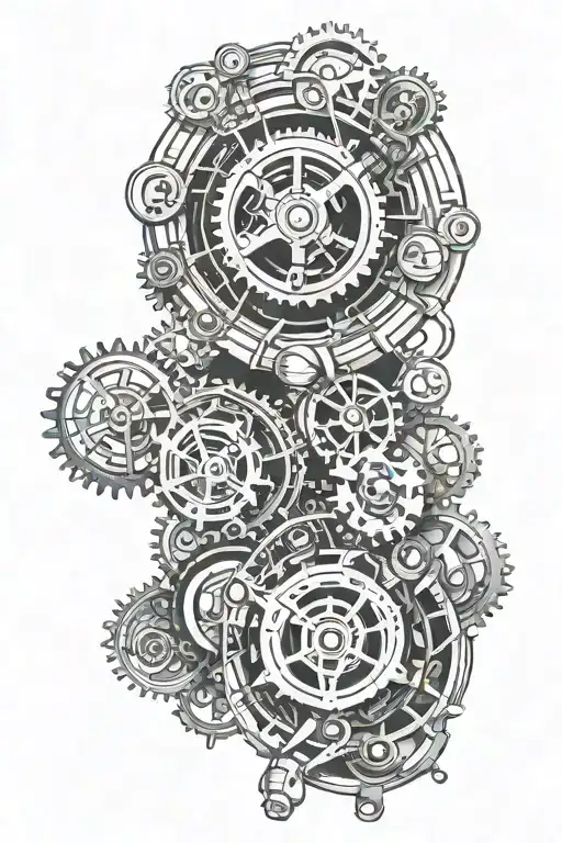 steampunk mechanical tattoo design idea