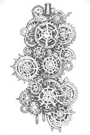steampunk mechanical tattoo design idea