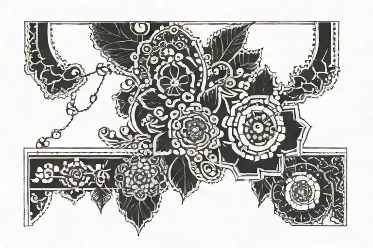 Leg Band fine line and dot work design tattoo design idea