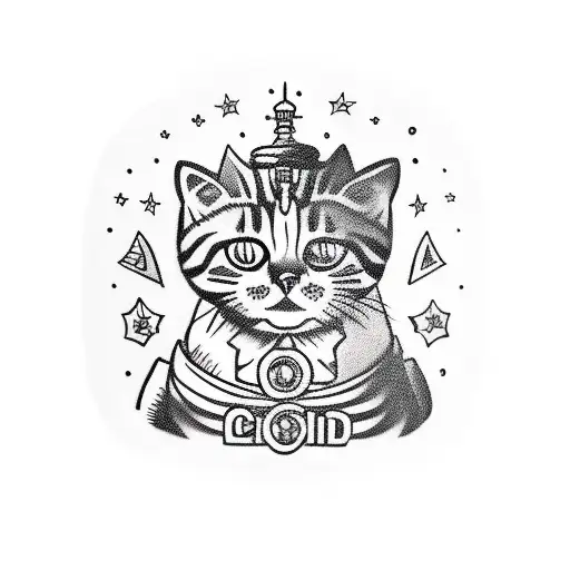 Russian stacking doll holding a ginger tabby cat tattoo design idea