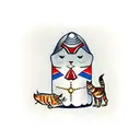 Russian stacking doll holding a ginger tabby cat tattoo design idea