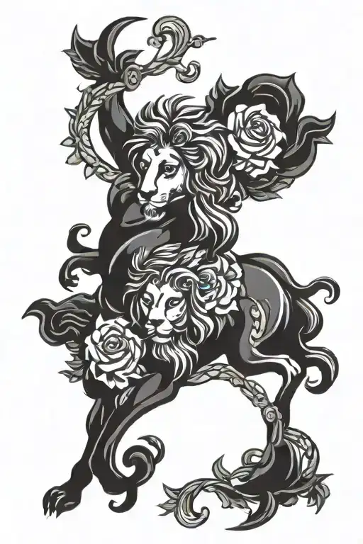 virgo and leo zodiac sign tattoo design idea