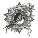 A unique fusion tattoo design combining elements of the Leo and Virgo star signs, symbolizing the duality of your personality as a stay at home dad tattoo design idea